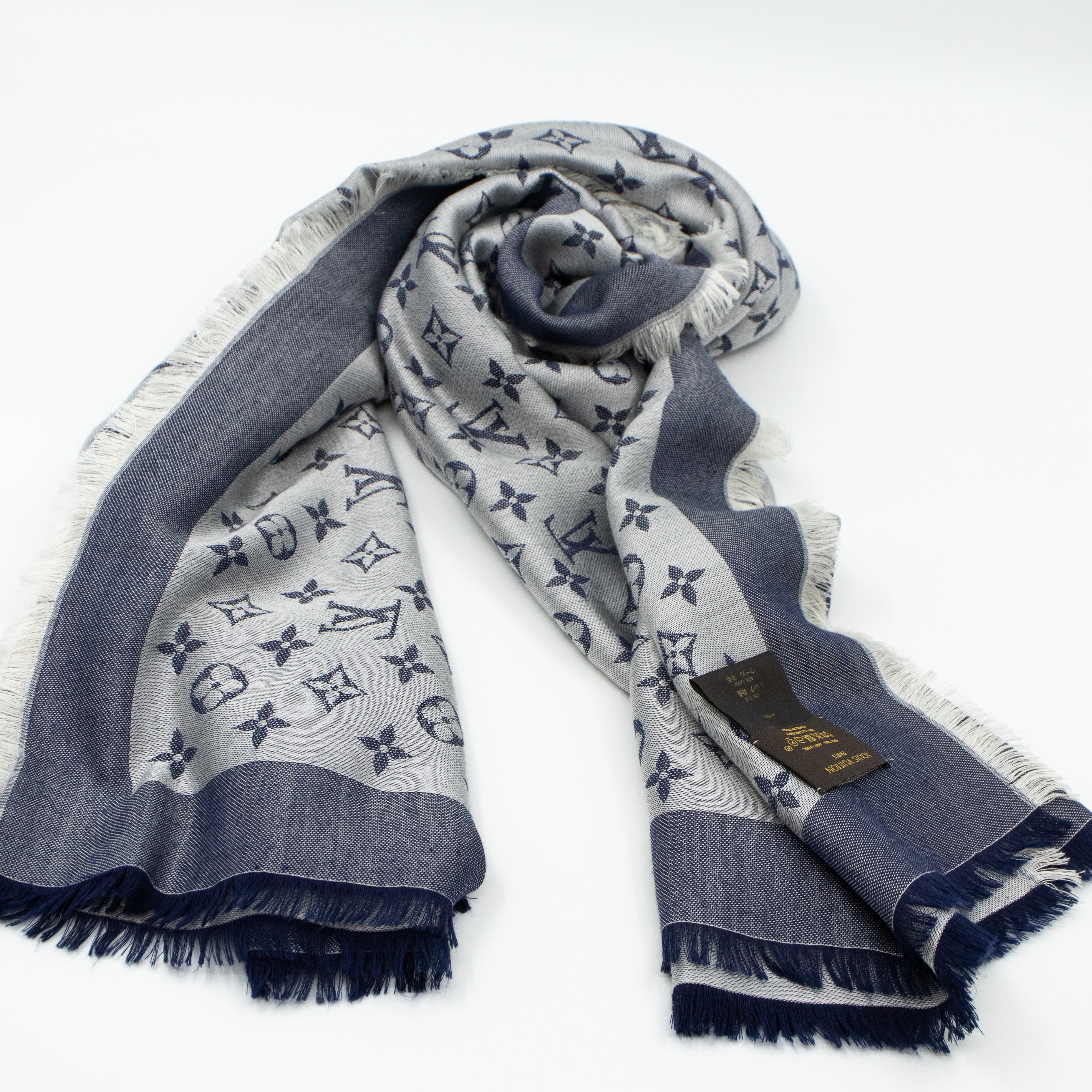 Monogram Denim Shawl Blue