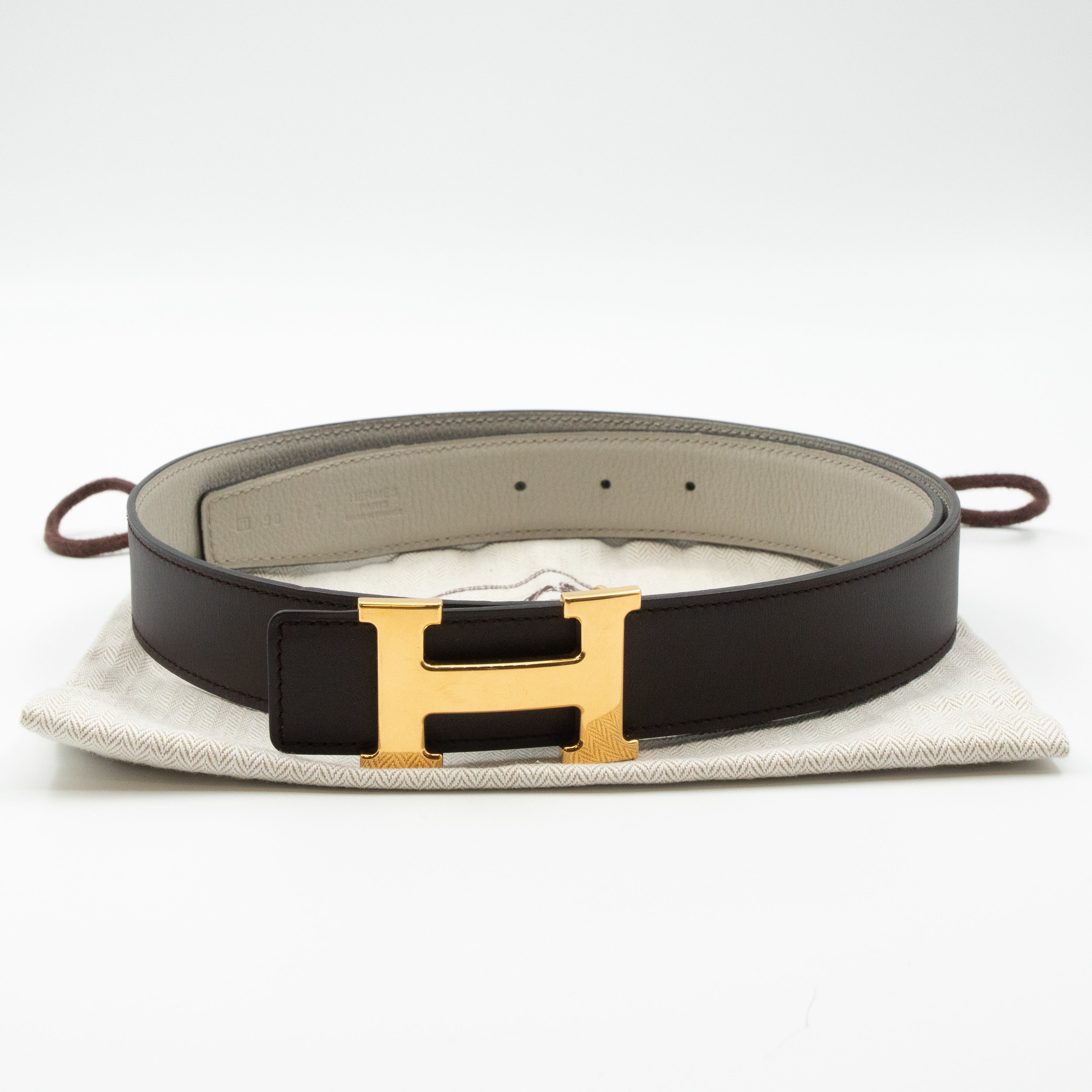 H Buckle & Reversible Leather Belt 90