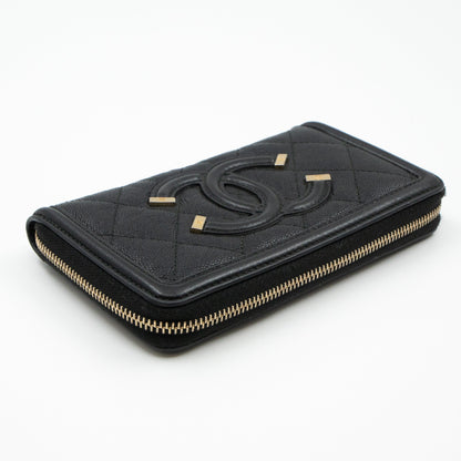 Medium Zipped Wallet CC Filigree Black Caviar