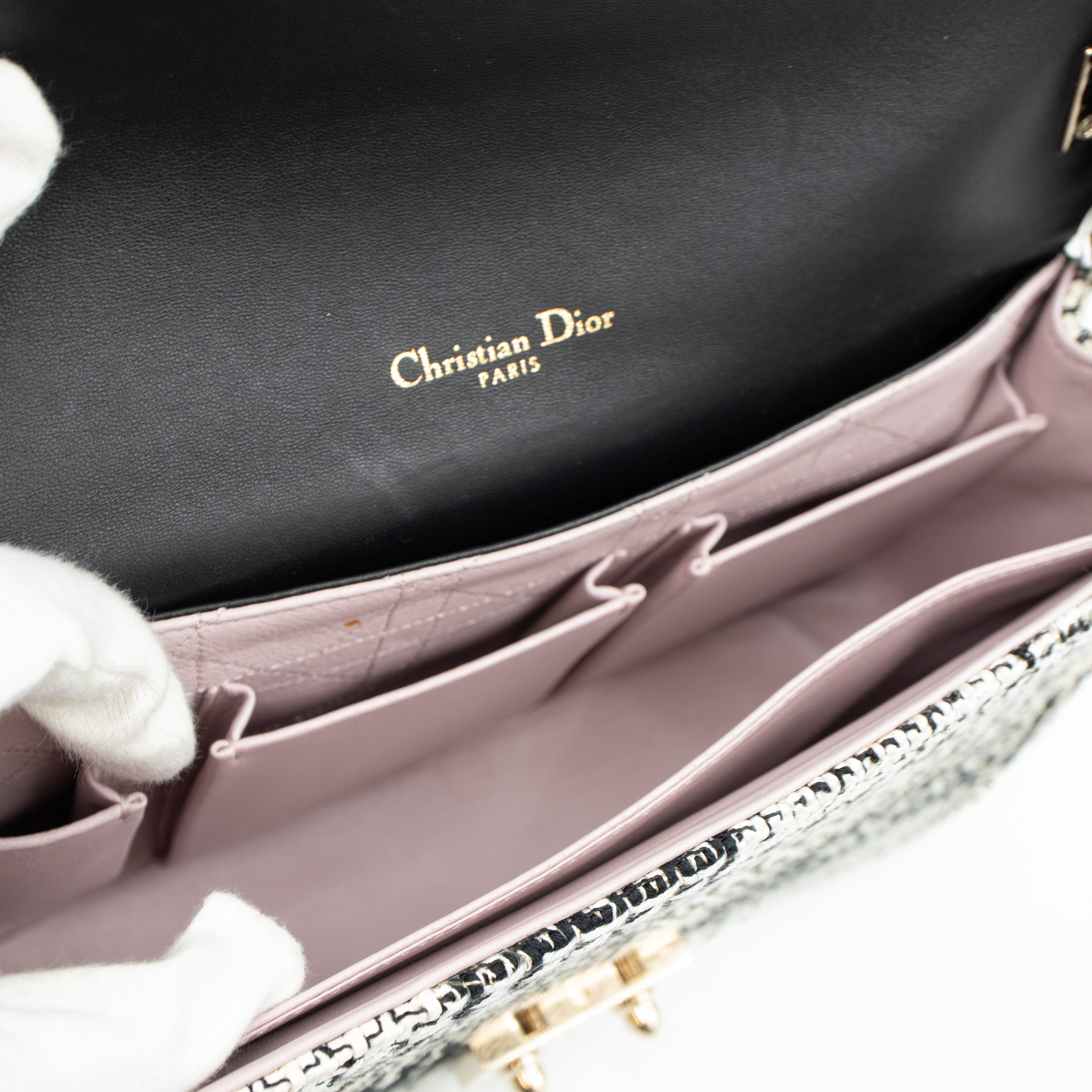 Miss Dior Flap Bag Black White Tweed