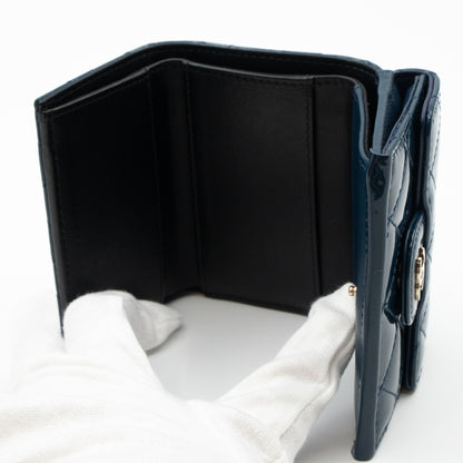 Compact Wallet Blue Patent Leather
