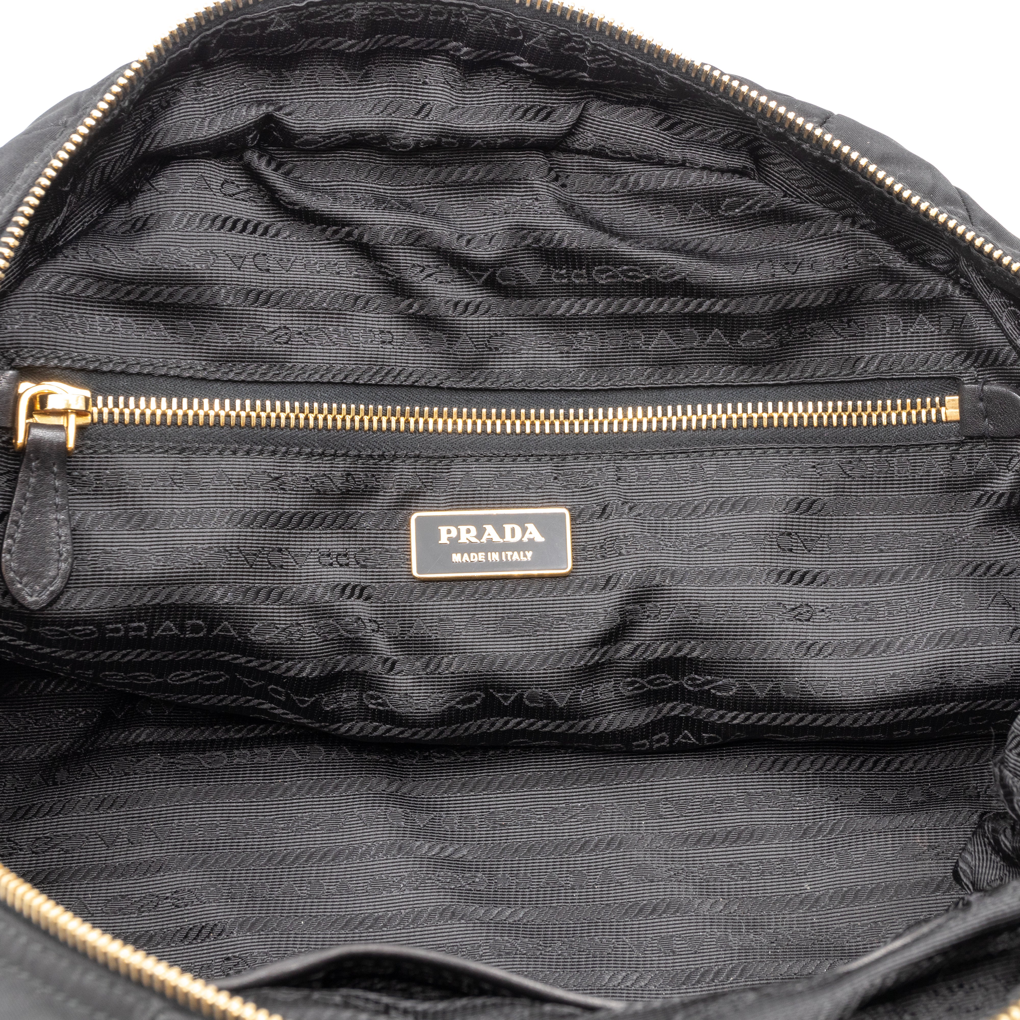 Chain Bowler Bag Black Quilted Tessuto