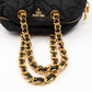 Chain Bowler Bag Black Quilted Tessuto