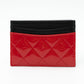 Card Holder Black Red Patent Leather