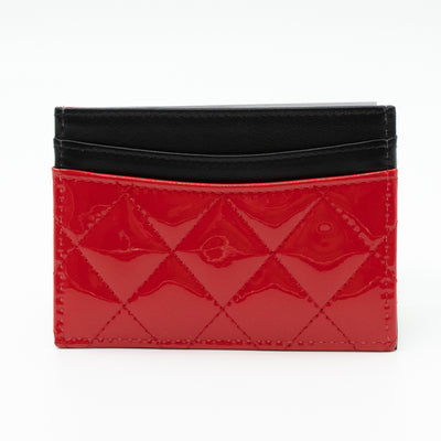 Card Holder Black Red Patent Leather
