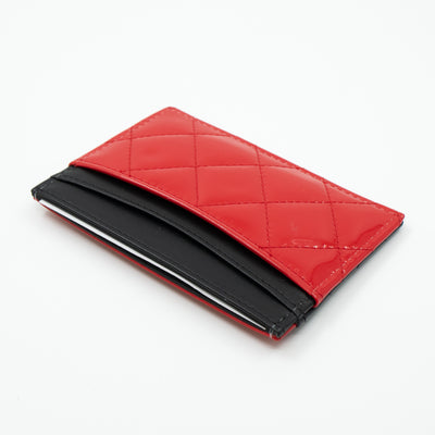 Card Holder Black Red Patent Leather