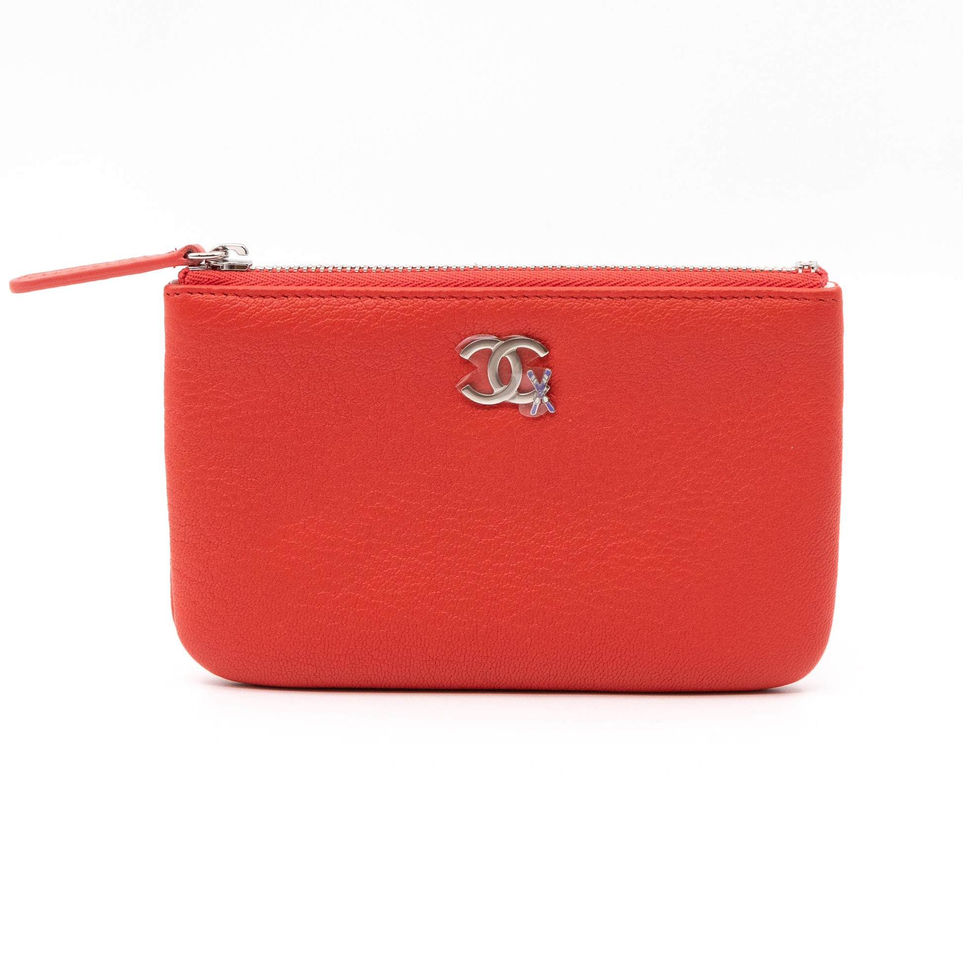 Classic Mini Pouch Lucky Ski Coral Leather