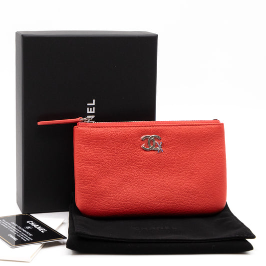 Classic Mini Pouch Lucky Ski Coral Leather