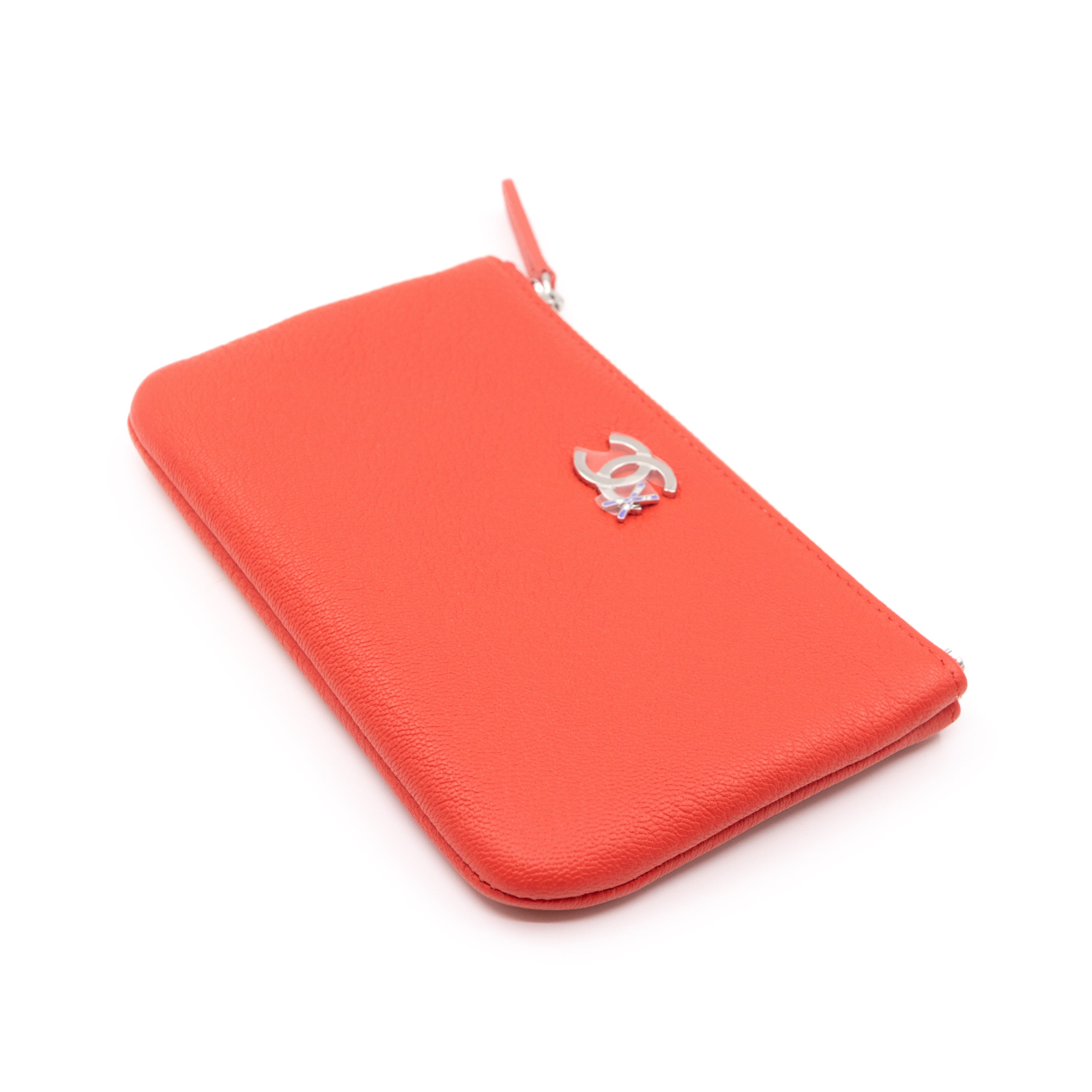 Classic Mini Pouch Lucky Ski Coral Leather