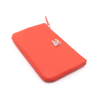 Classic Mini Pouch Lucky Ski Coral Leather