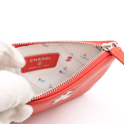 Classic Mini Pouch Lucky Ski Coral Leather