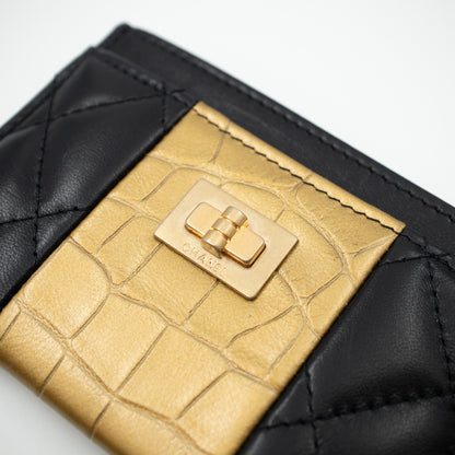 Card Holder Black & Gold Leather