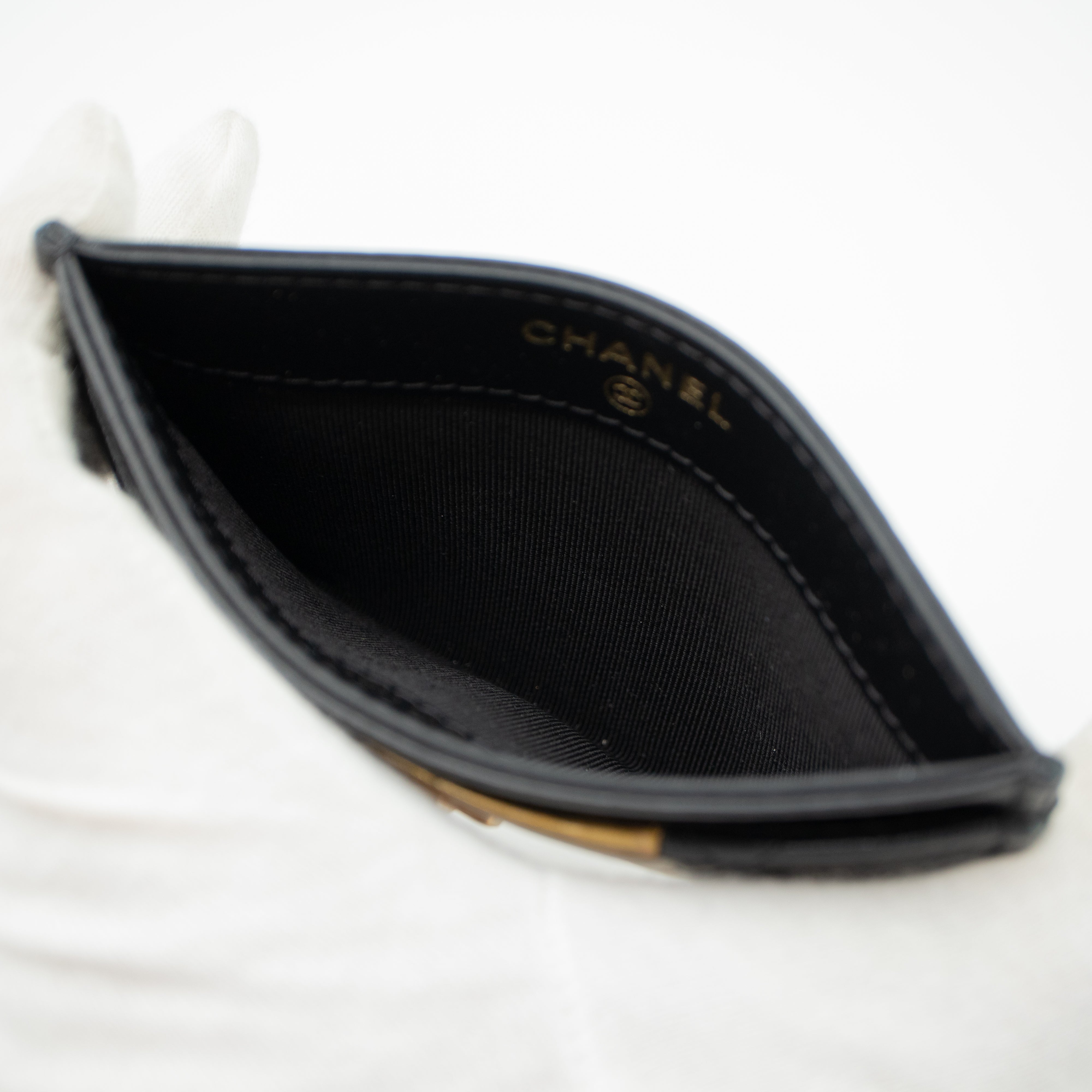 Card Holder Black & Gold Leather