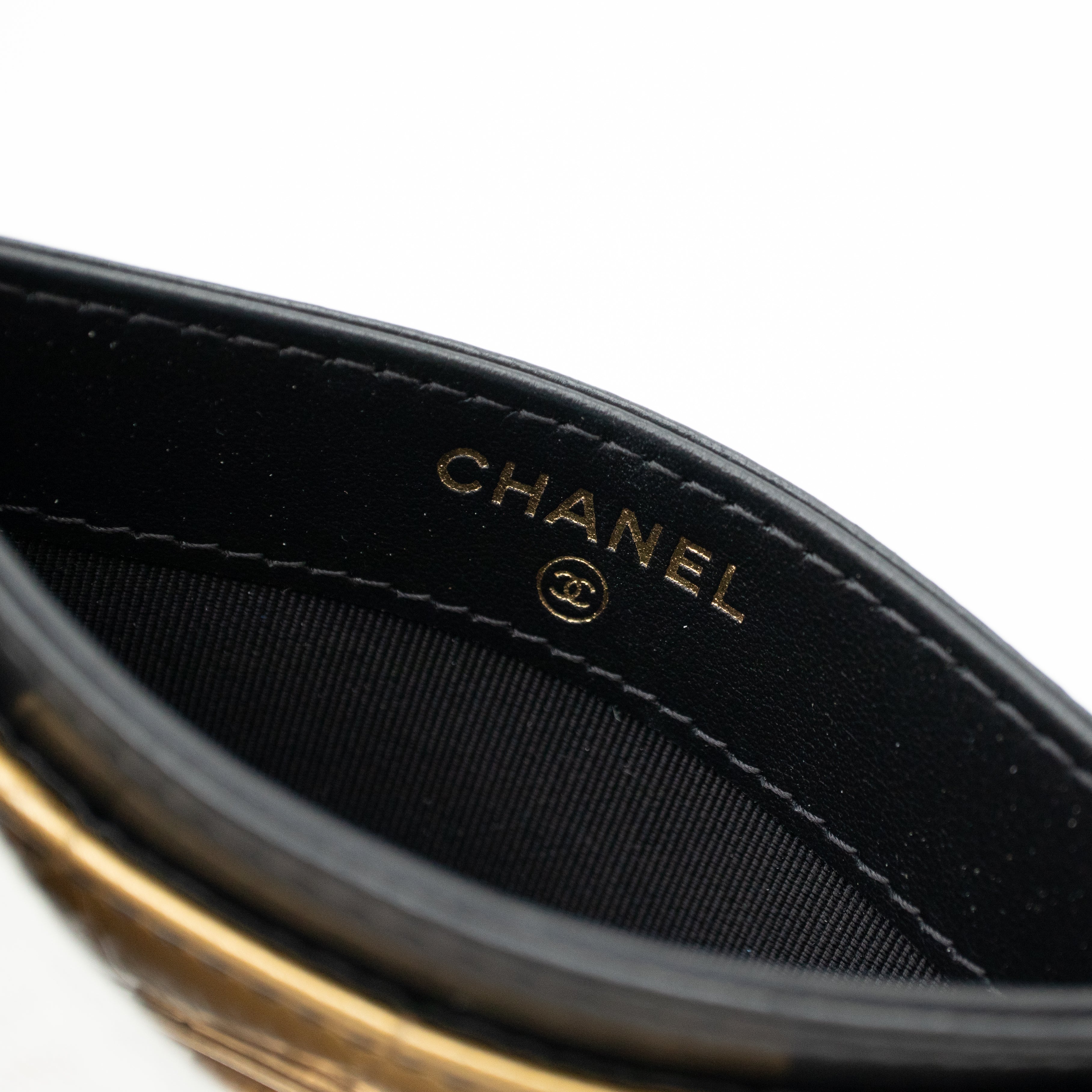 Card Holder Black & Gold Leather