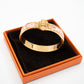 Enamel Hinged Bracelet Gold Pink Green