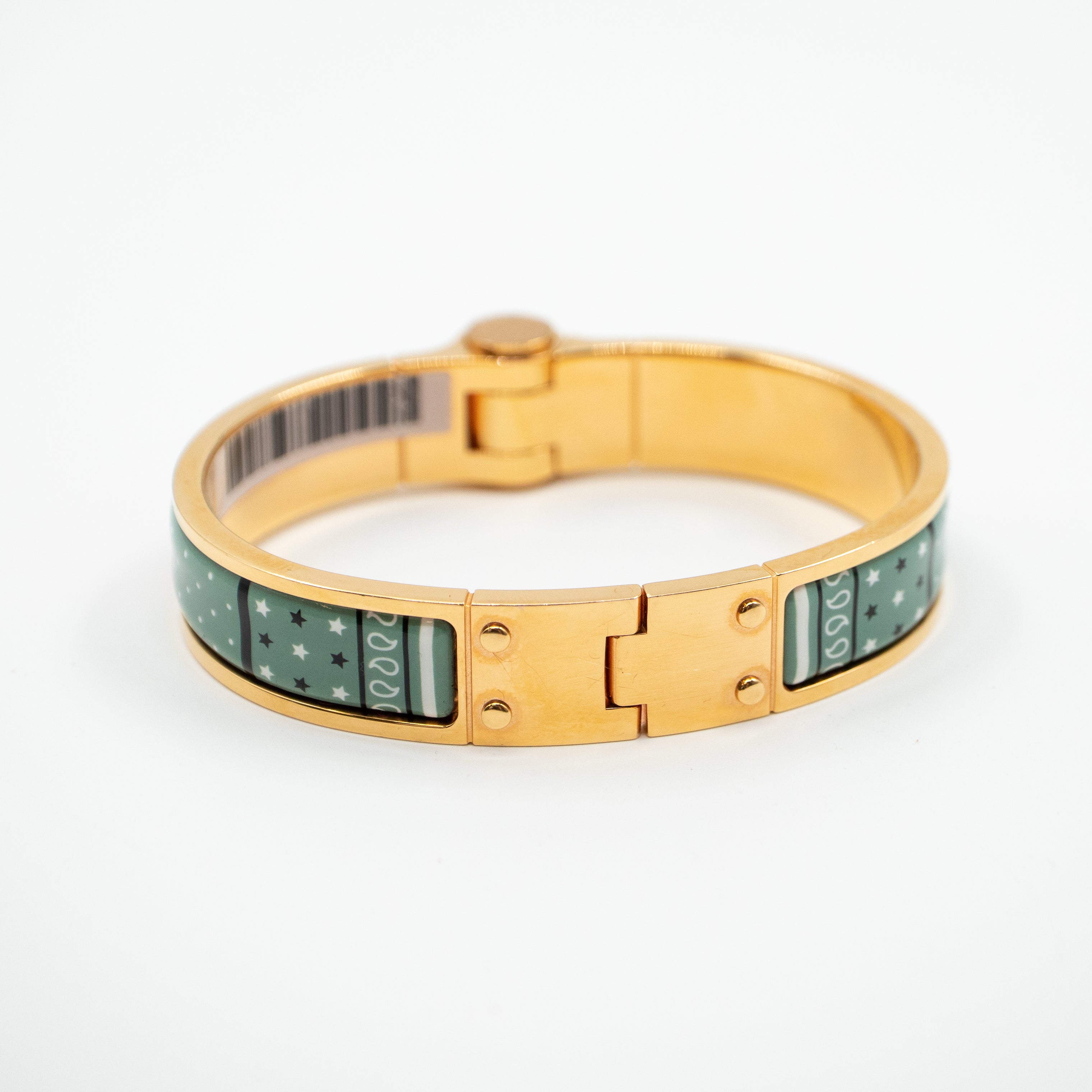 Enamel Hinged Bracelet Gold Pink Green