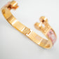 Enamel Hinged Bracelet Gold Pink Green