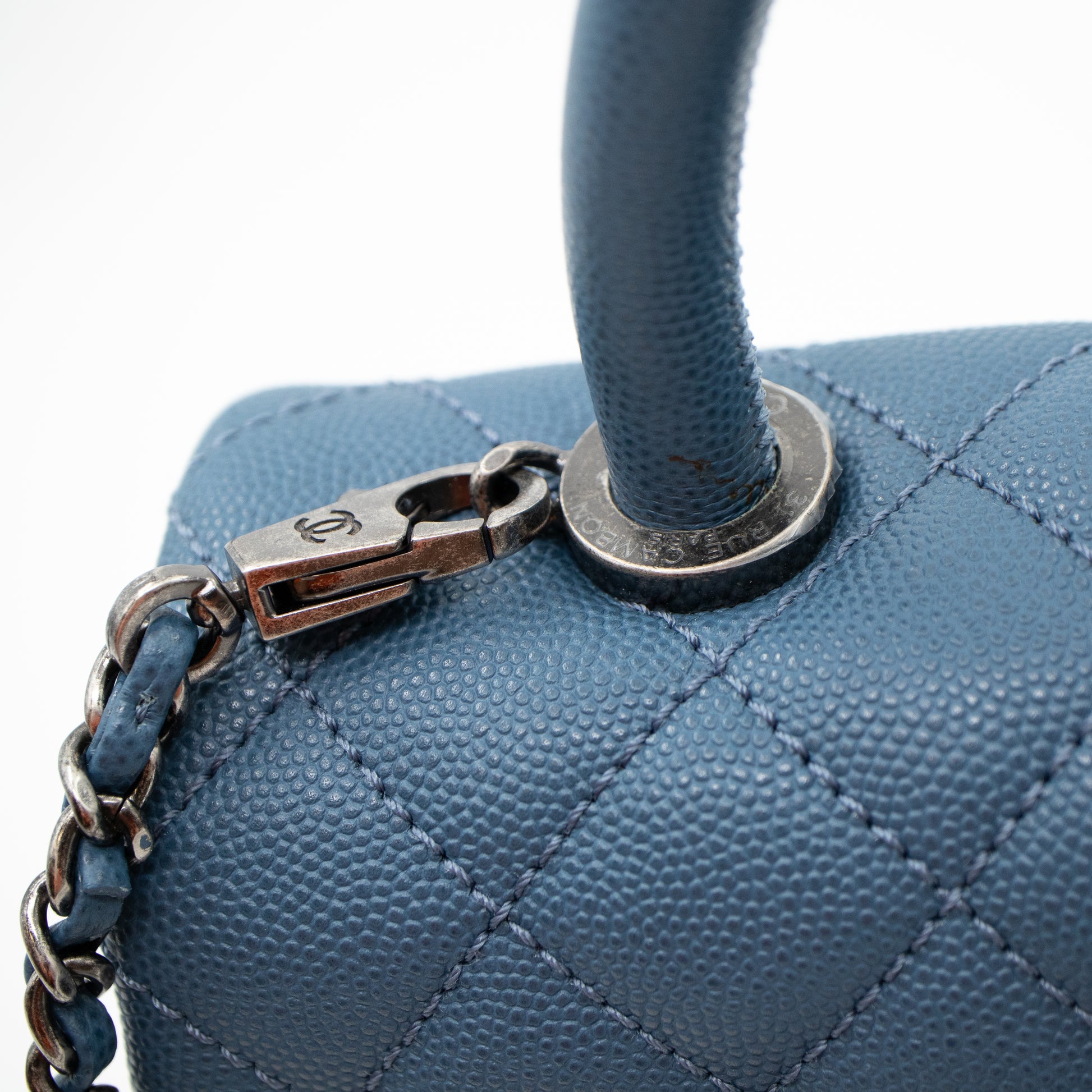 Chanel Coco Handle Mini, Navy Blue Caviar Leather with Ruthenium