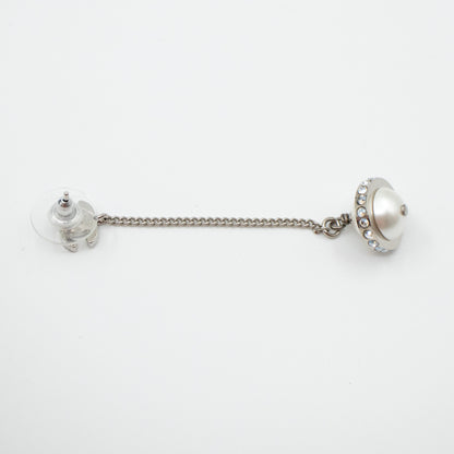 CC Crystal Pearl Drop Earrings Silver