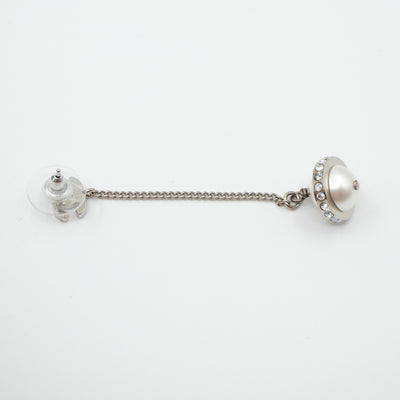 CC Crystal Pearl Drop Earrings Silver