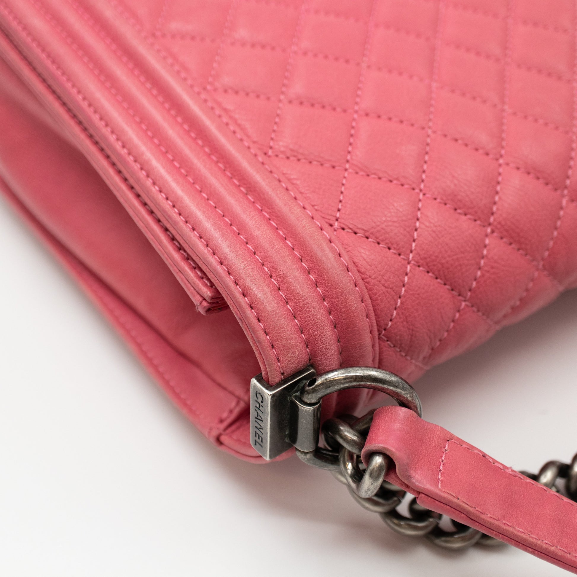 Chanel Pink Quilted Leather Large Boy Flap Bag Chanel