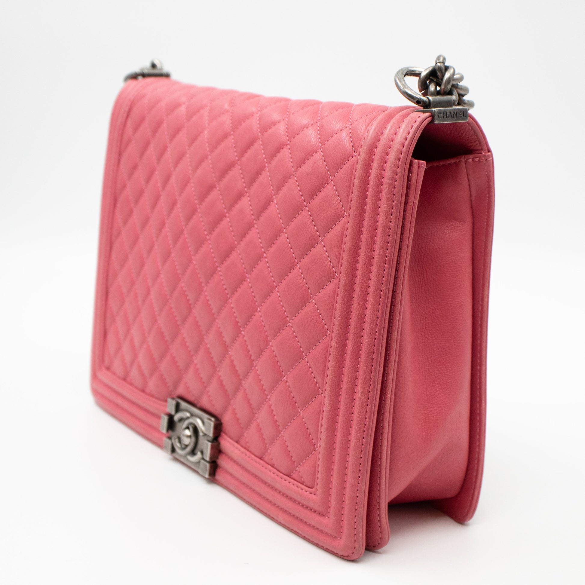 Chanel Pink Quilted Leather Large Boy Flap Bag Chanel