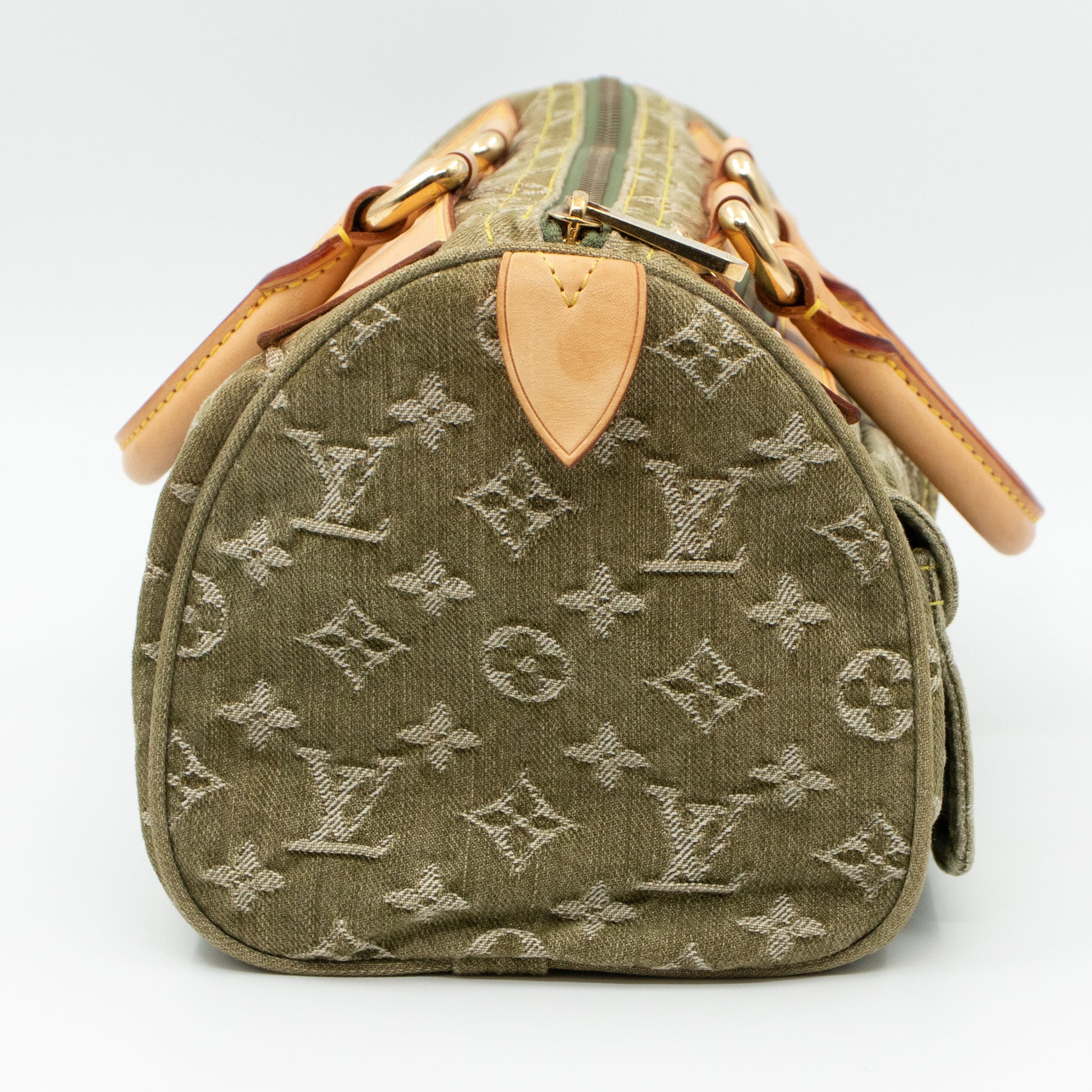 Louis Vuitton Green Monogram Denim Neo Speedy 30 Top Handle Bag., Lot  #77043