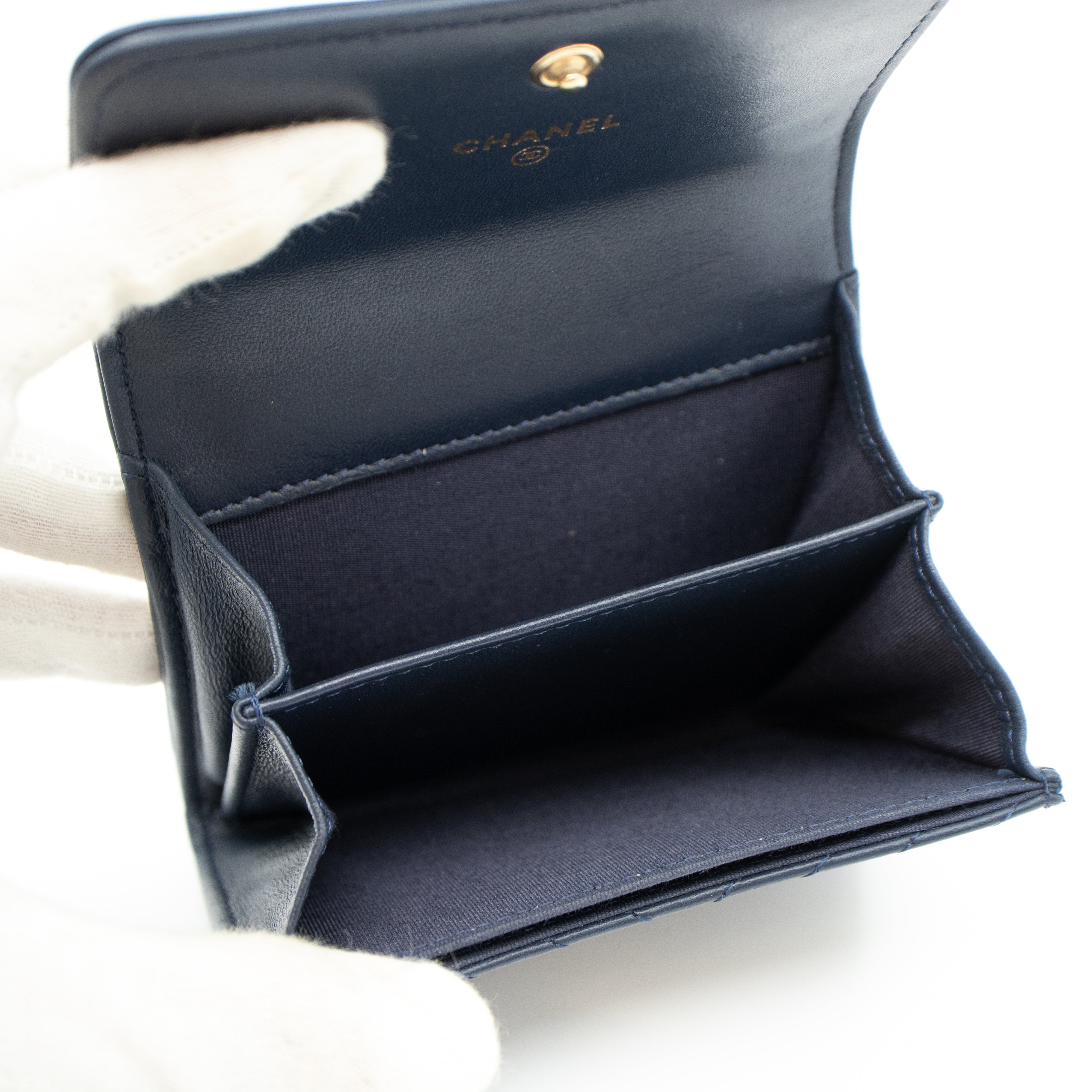 Boy Flap Card Case Navy Leather