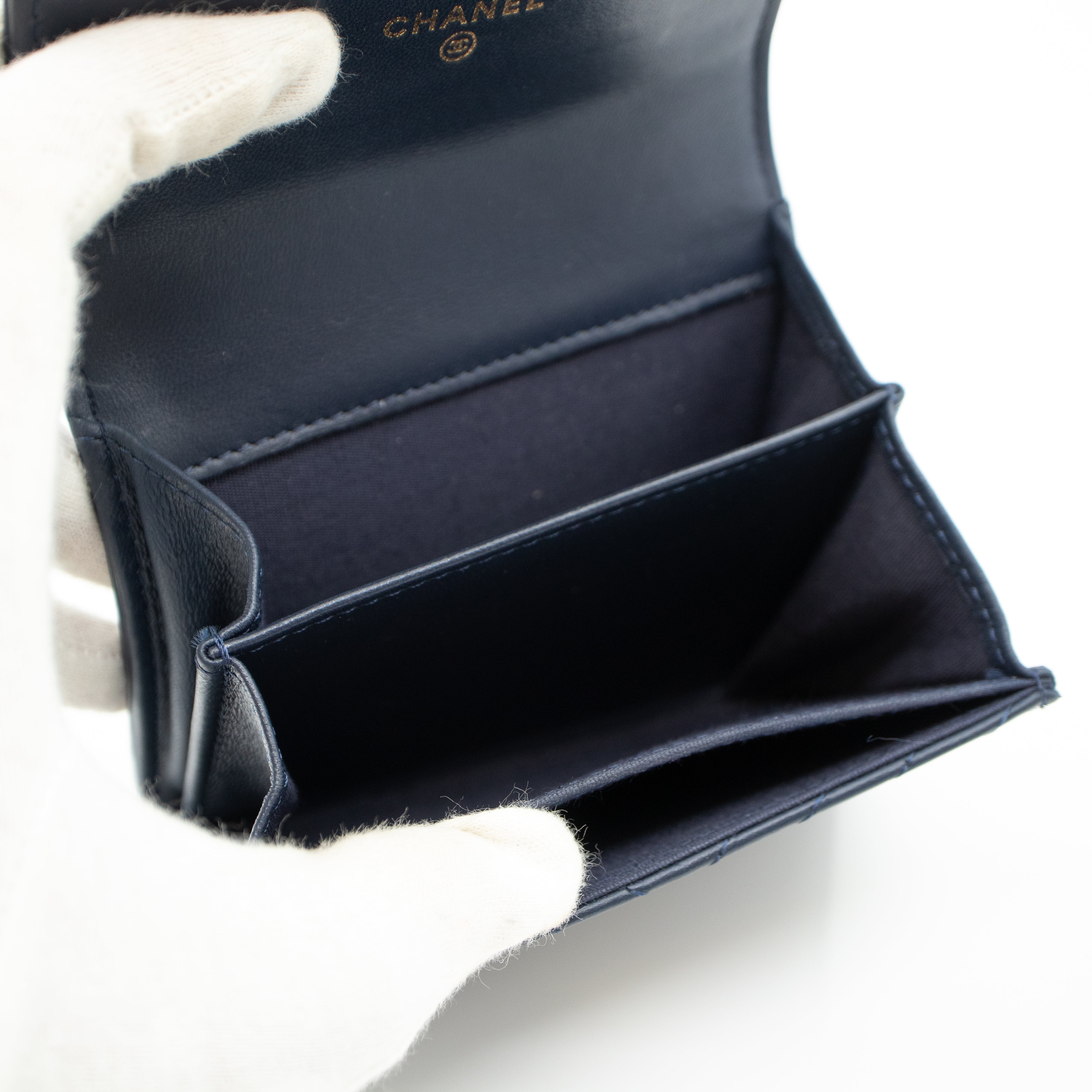 Boy Flap Card Case Navy Leather