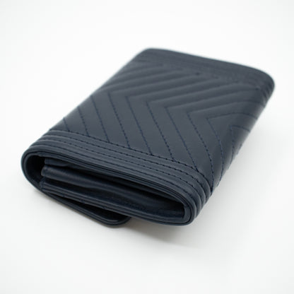 Boy Flap Card Case Navy Leather