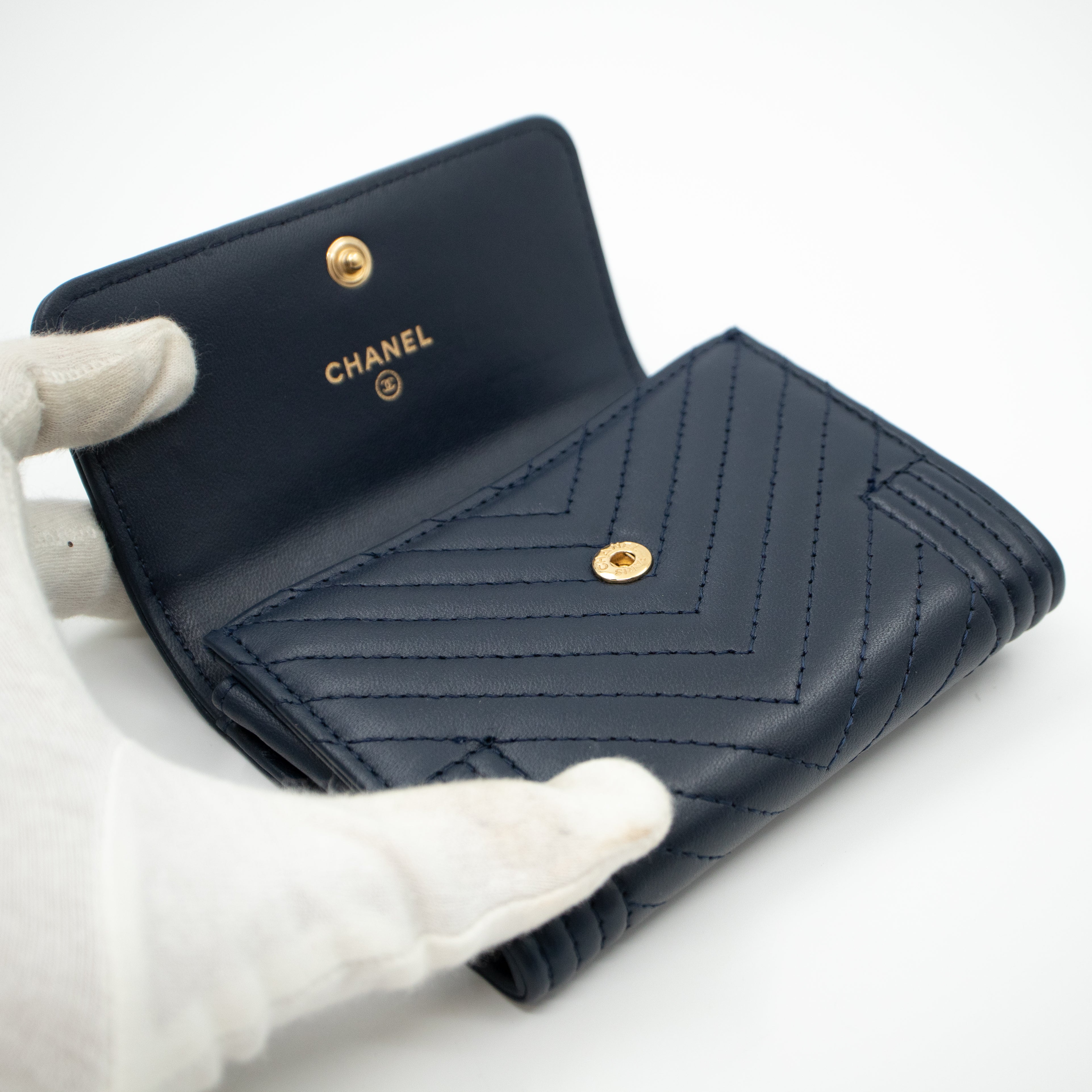 Boy Flap Card Case Navy Leather