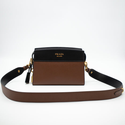Esplanade Shoulder Bag Brown & Black Leather