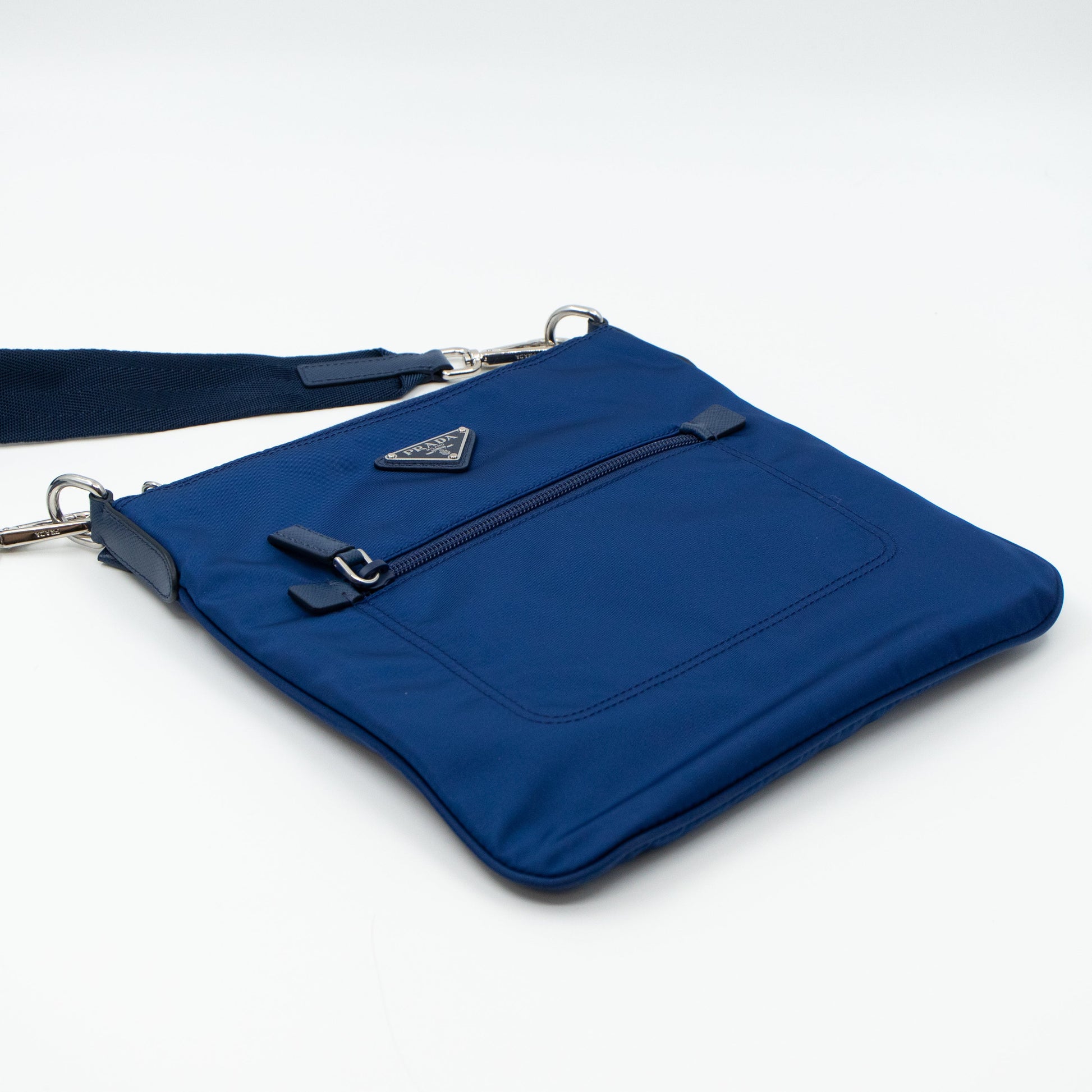 PRADA Tessuto Nylon Saffiano Small Messenger Bag Blue 1302924
