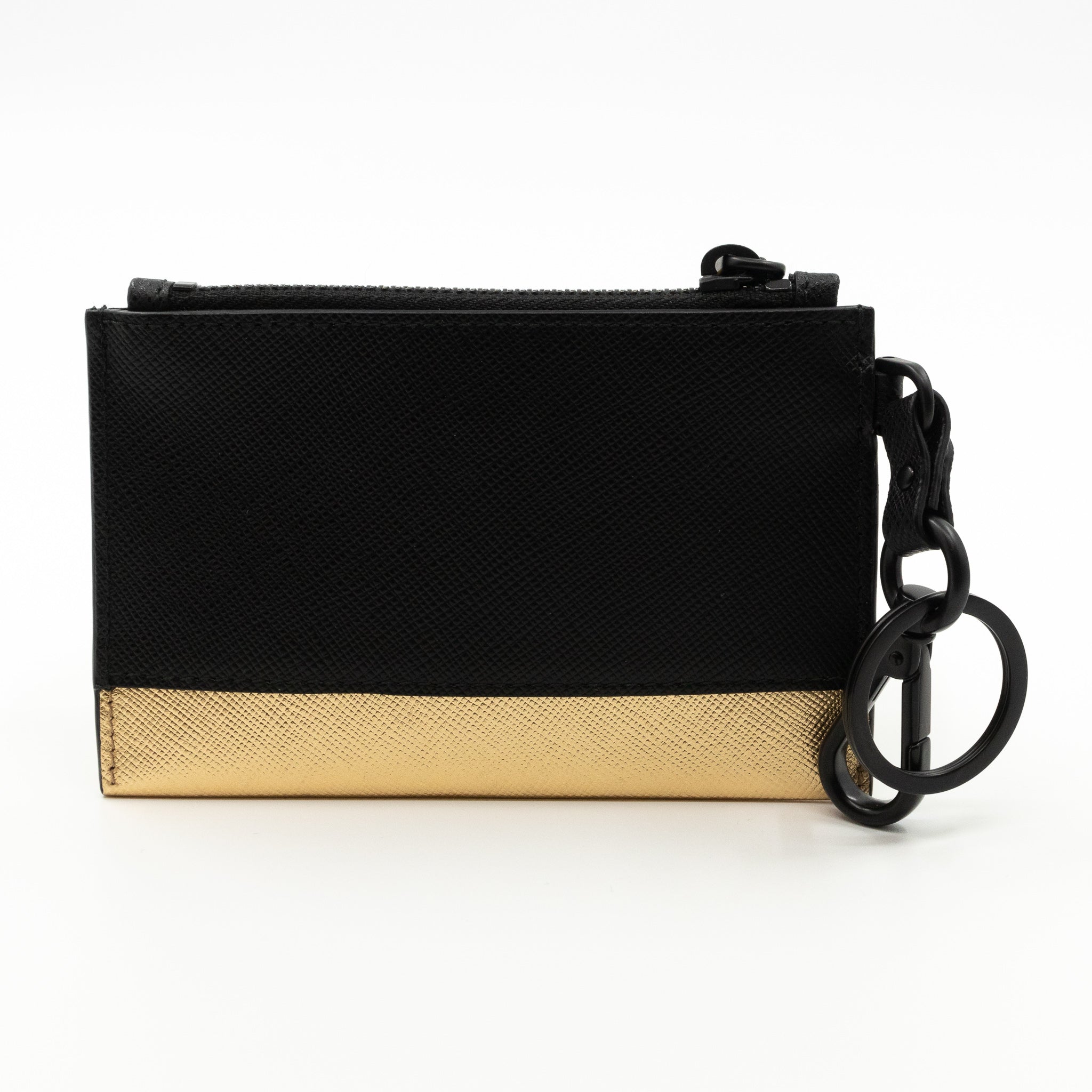 Card Case Active Saffiano Black & Gold