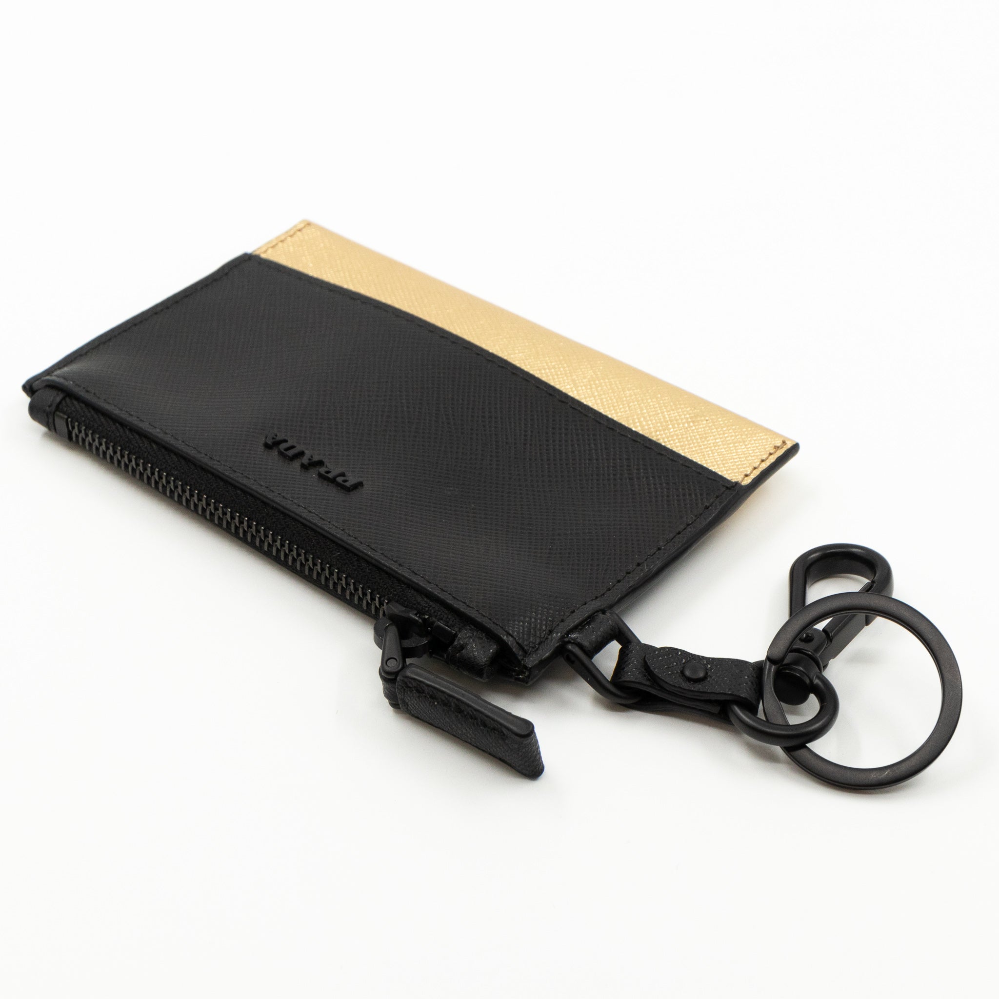 Card Case Active Saffiano Black & Gold