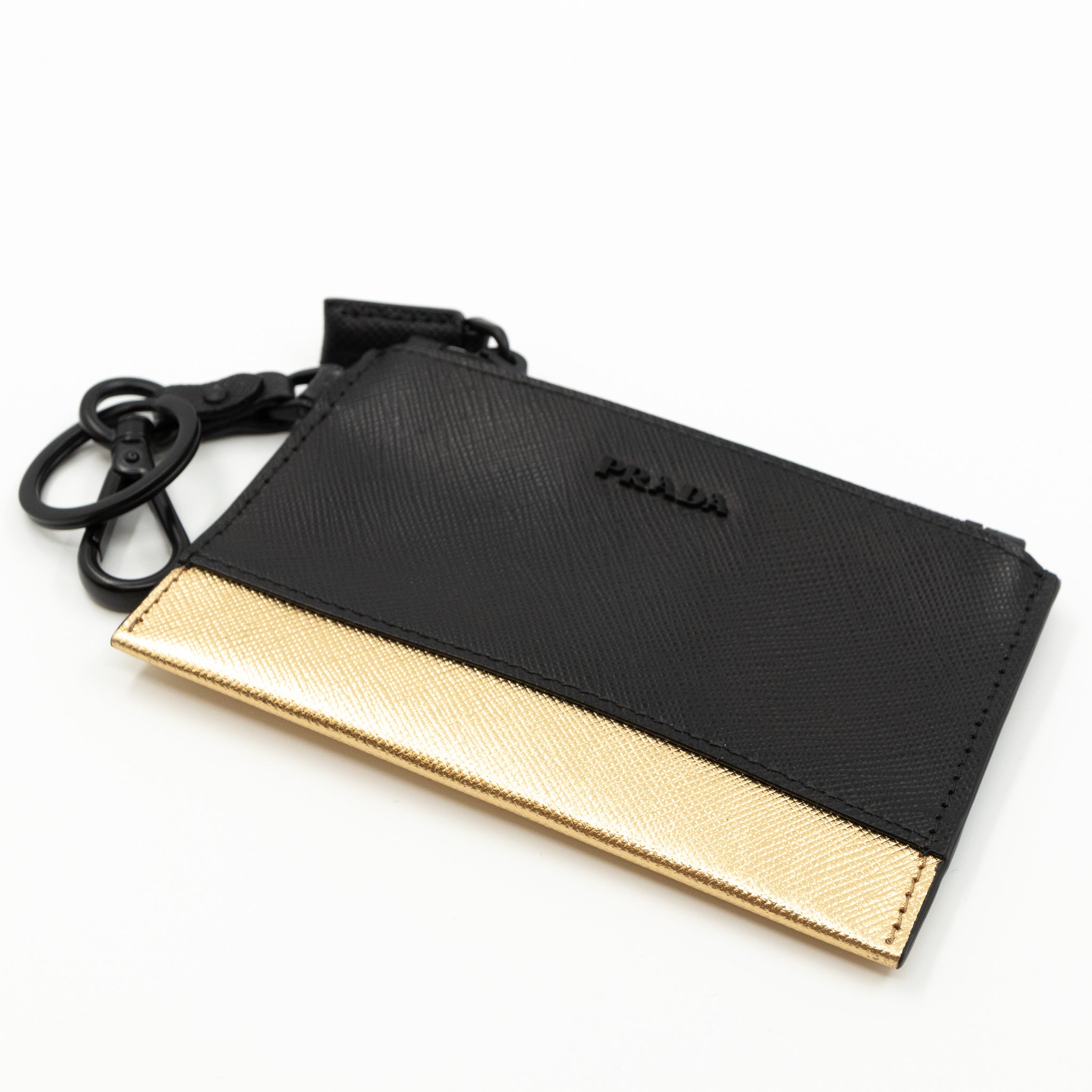 Card Case Active Saffiano Black & Gold