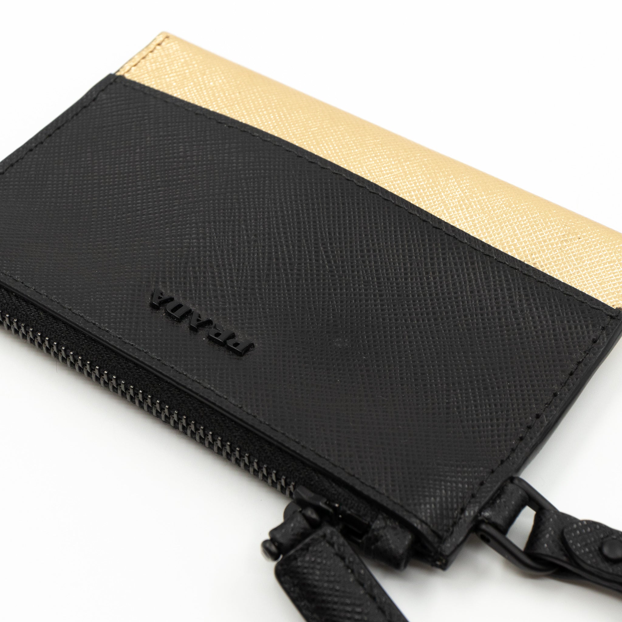 Card Case Active Saffiano Black & Gold