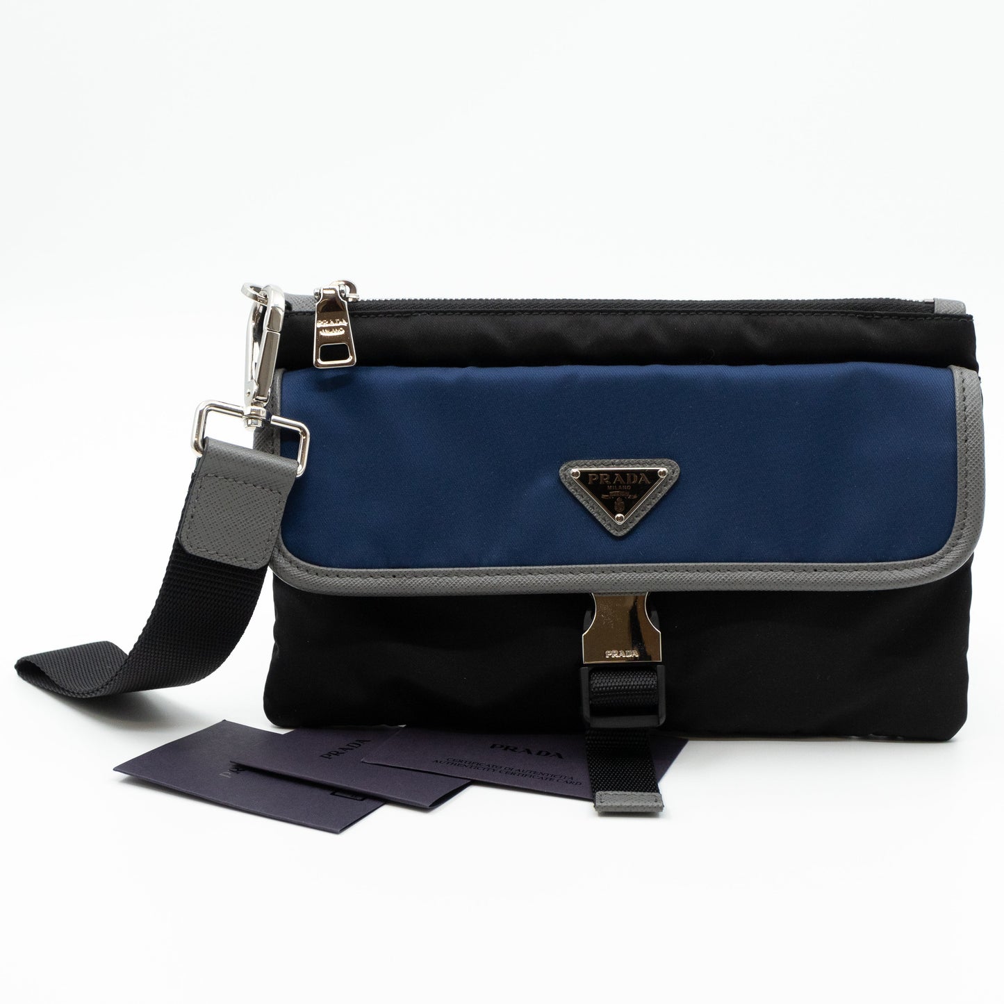 Wristlet Bag Blue & Black Tessuto Nylon