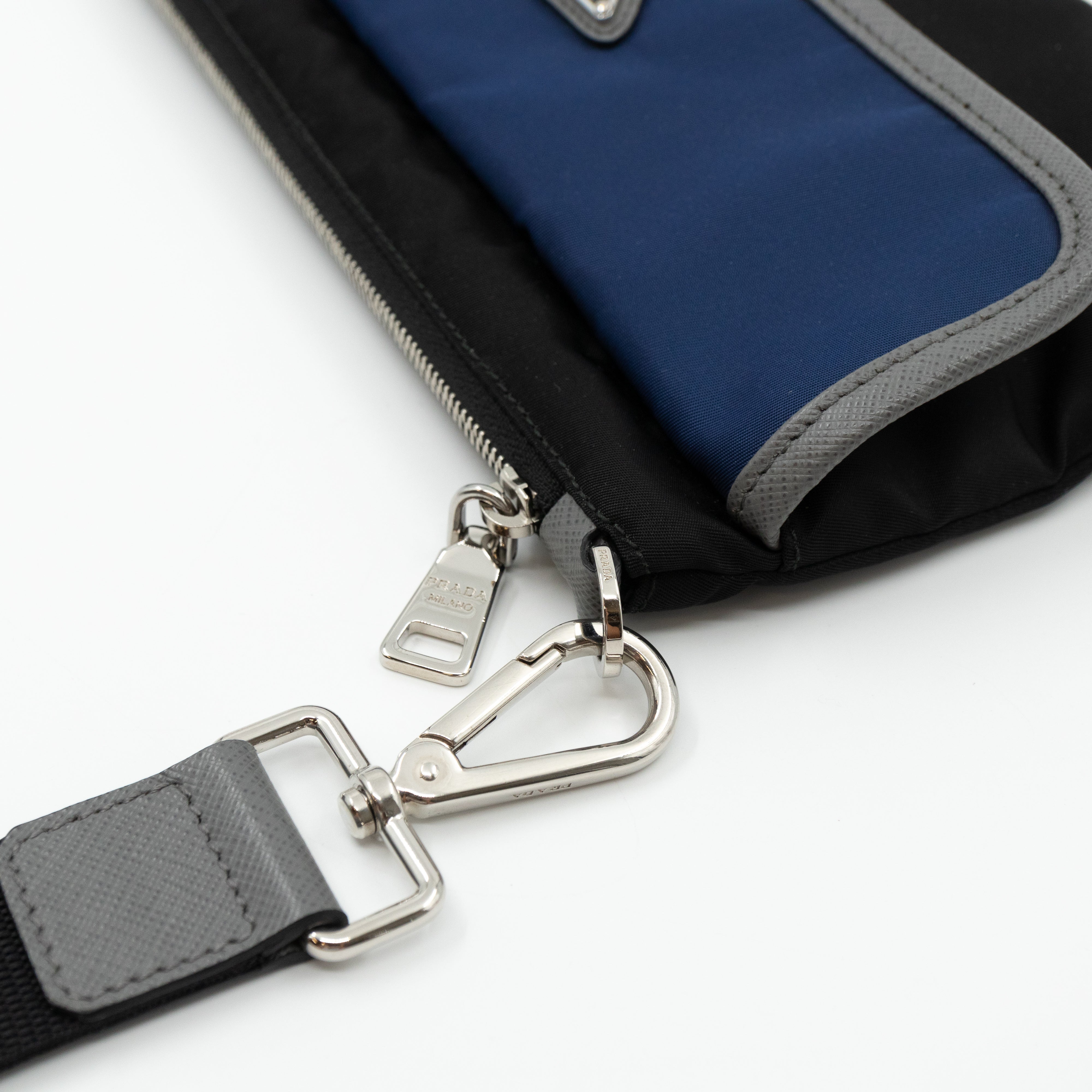 Wristlet Bag Blue & Black Tessuto Nylon