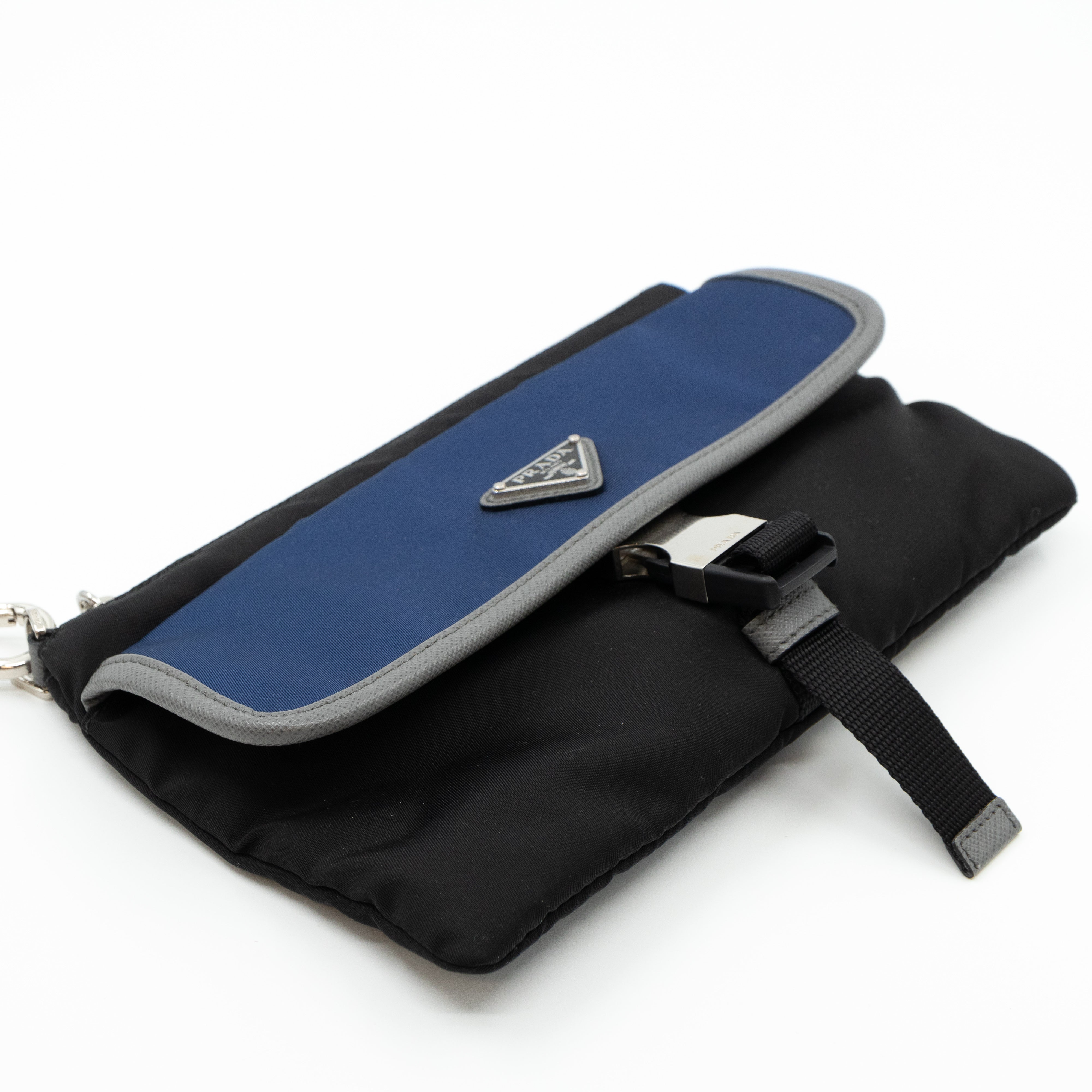 Wristlet Bag Blue & Black Tessuto Nylon