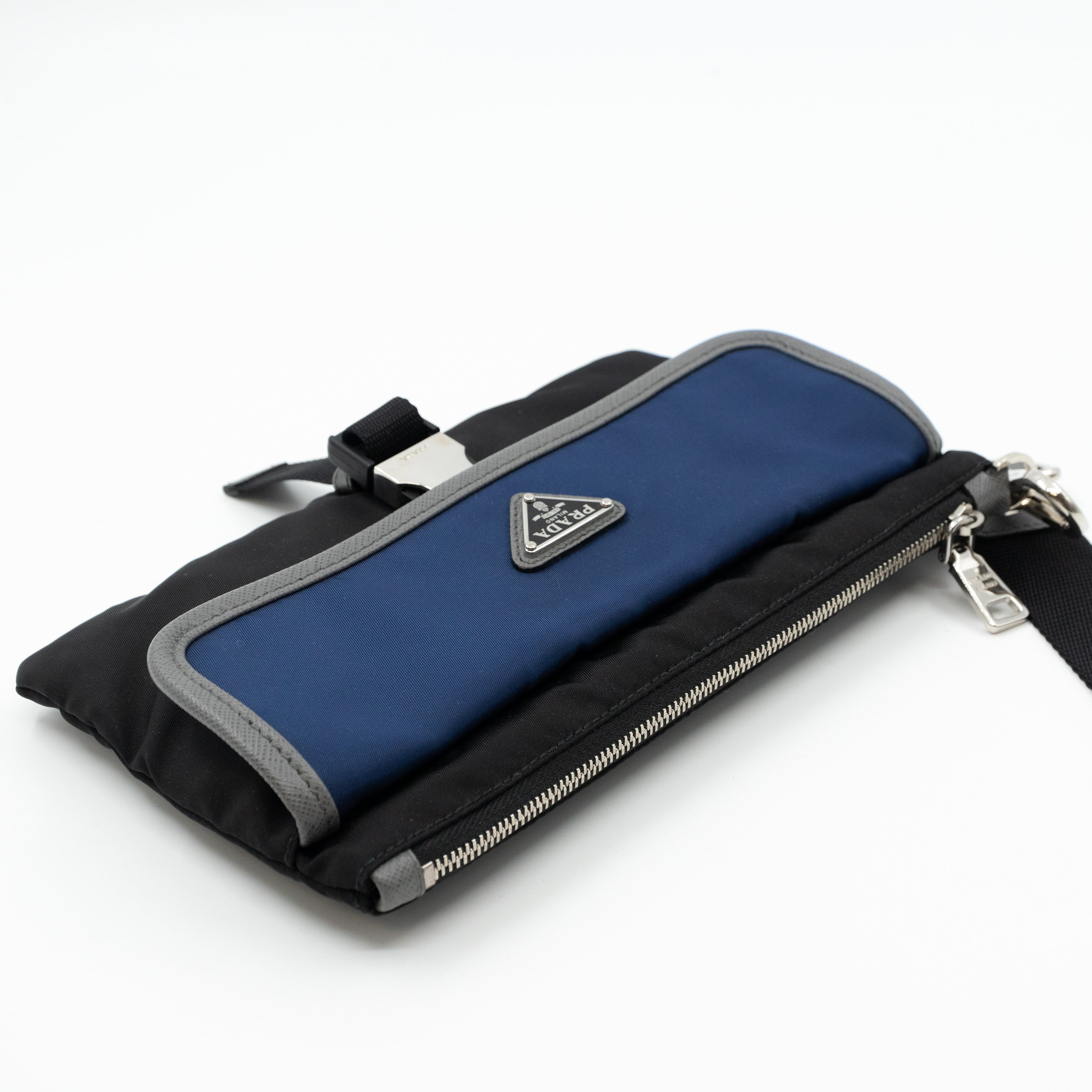 Wristlet Bag Blue & Black Tessuto Nylon
