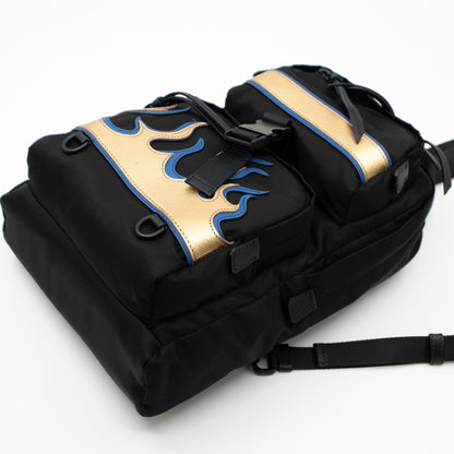 Single Strap Backpack Flame Black Nylon