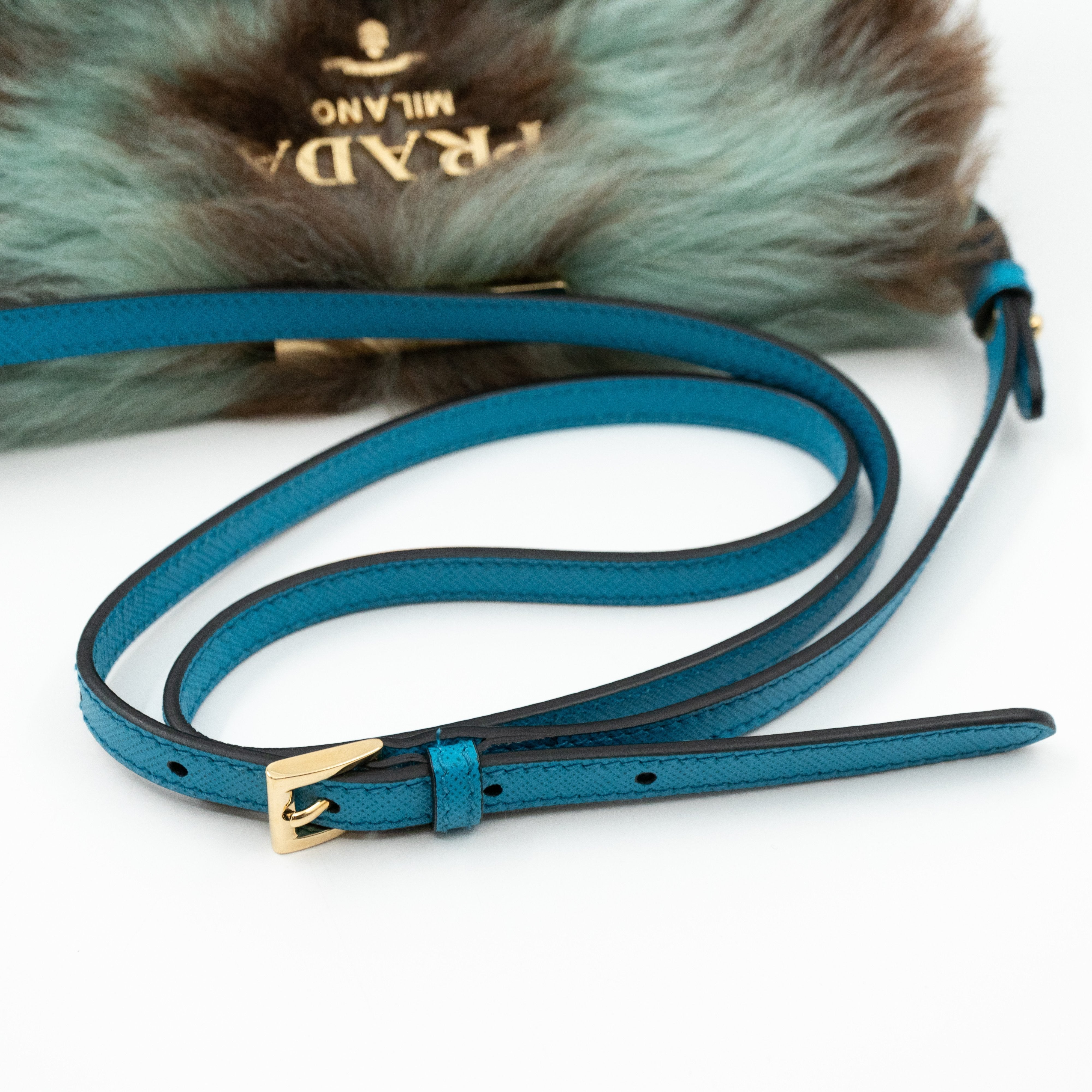 Light Frame Crossbody Bag Blue Fur