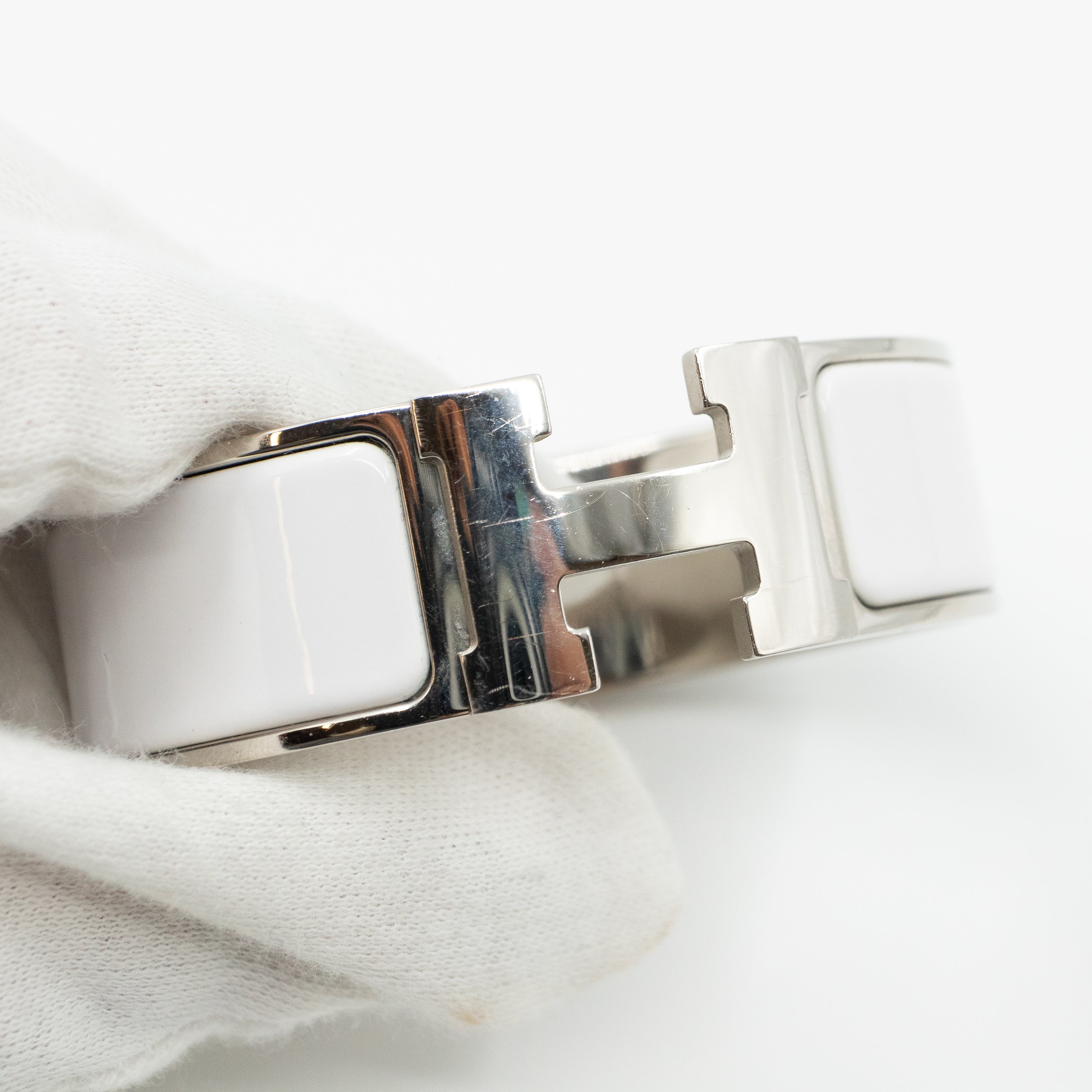 Clic Clac H Bracelet Medium White Silver