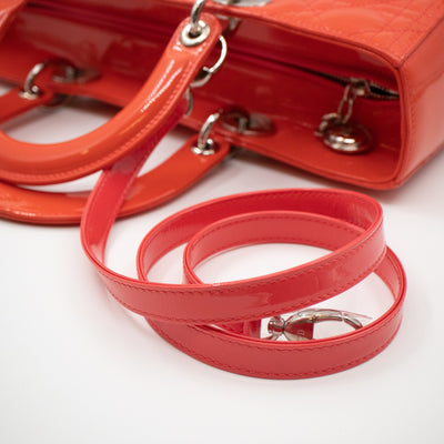 Lady Dior Large Papaya Patent Leather