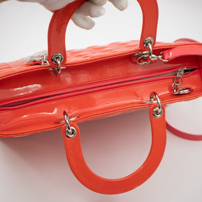 Lady Dior Large Papaya Patent Leather
