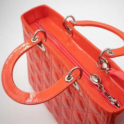 Lady Dior Large Papaya Patent Leather