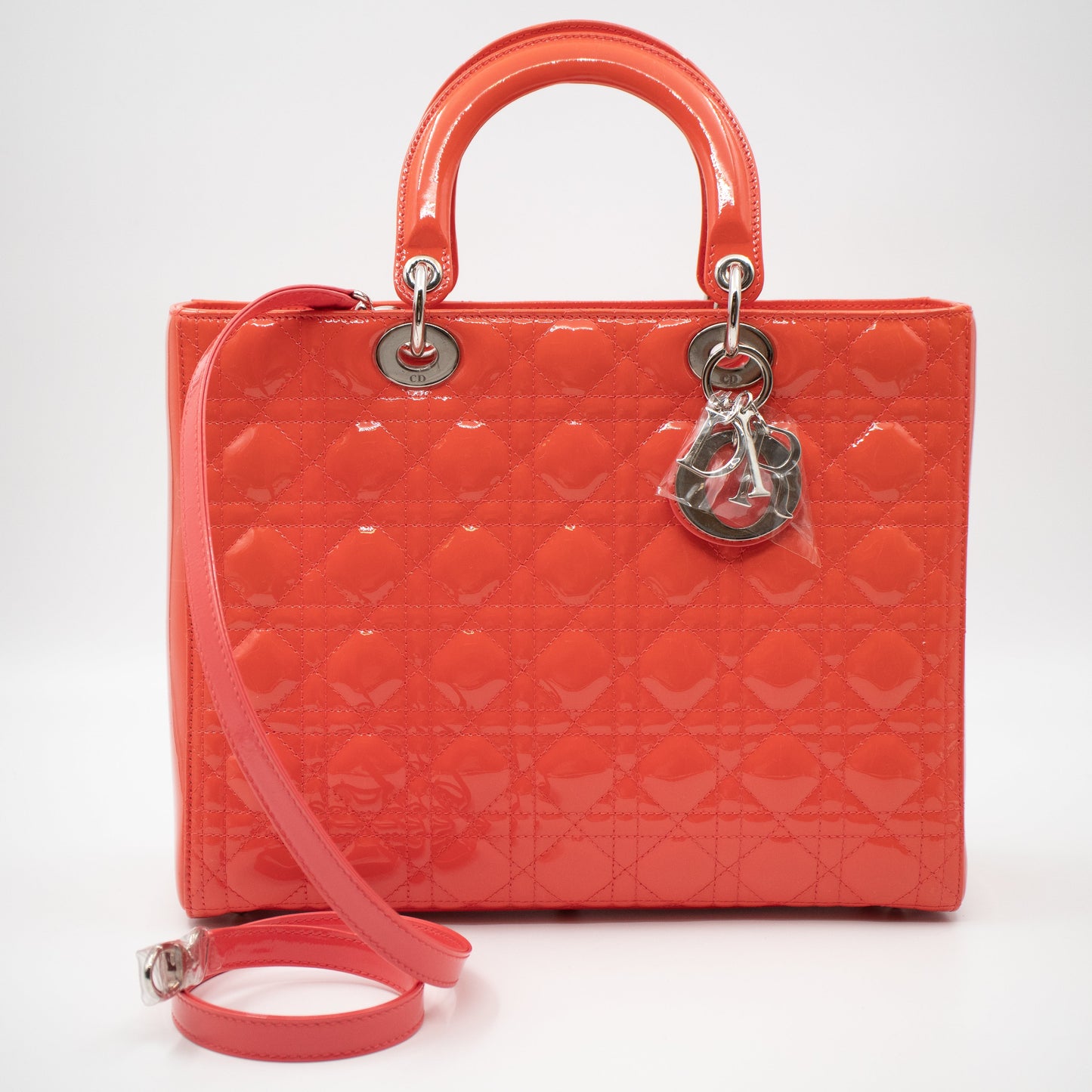 Lady Dior Large Papaya Patent Leather