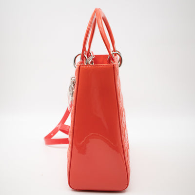 Lady Dior Large Papaya Patent Leather