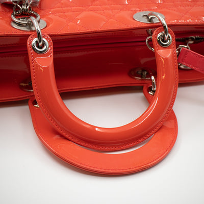 Lady Dior Large Papaya Patent Leather